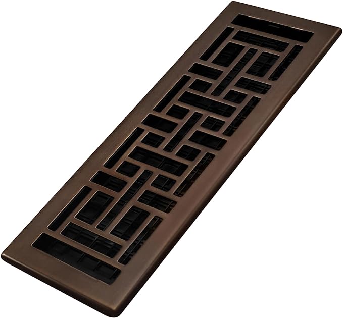 Decor Grates AJH414-RB Oriental Floor Register, 4x14 Inches, Rubbed Bronze by DecorGrates