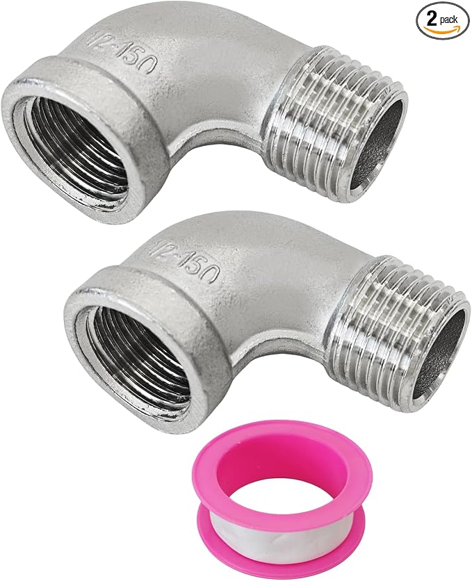 2Pcs 90 Degree Street Elbow, 1/2" NPT Male x 1/2" NPT Female, 304 Stainless by AUXBC