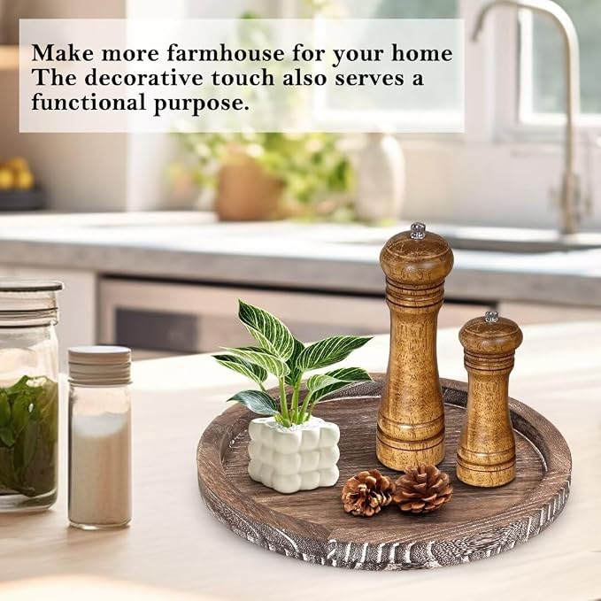 Round Decorative Wooden Serving Trays - Image 6