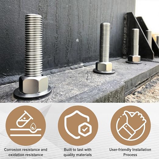 Blulu 30 Sets 5/8" X 8" Anchor Bolt L-Bolts Threaded Concrete Anchor Hot Dipped - Image 3