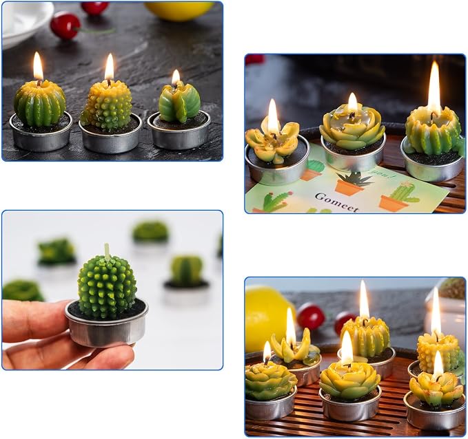 Handmade Cactus Tealight Candles | Succulent Cactus Tea Light Candles - Image 5