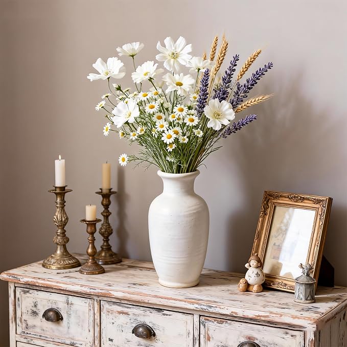 4 Pcs White 24" Tall Artificial Cosmos Flowers - Image 7