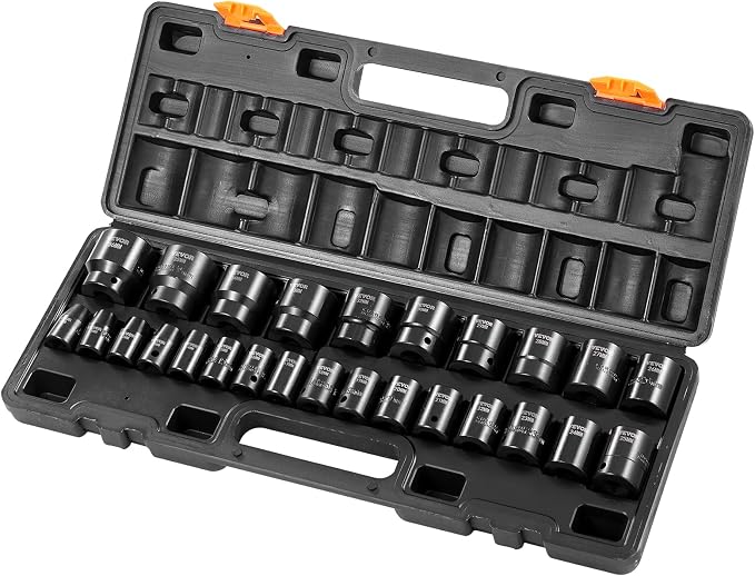 VEVOR 1/2" Drive Impact Socket Set 26-Piece, Metric Sizes Standard Socket Set - Image 9