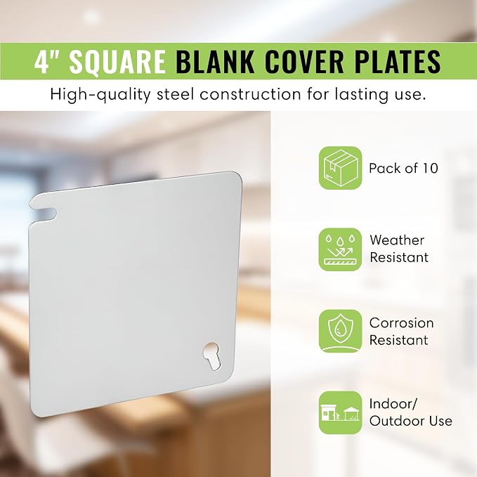 Select 10 Pack Blank Cover 4" Square Plaster Ring Mud Ring, Wall Plate Cover - Image 3