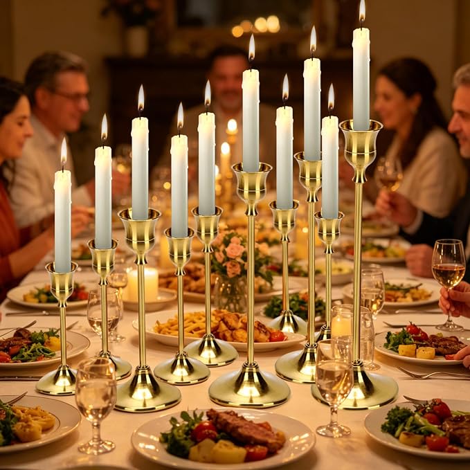 48PCS Brass Gold Taper Candle Holders Set, Centerpiece, Festive Mantel - Image 6