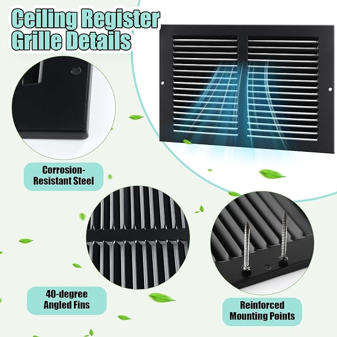 Blulu 6 Pack Fit for 12 x 8 Inch Duct Opening Return Air Vent Cover - Image 6