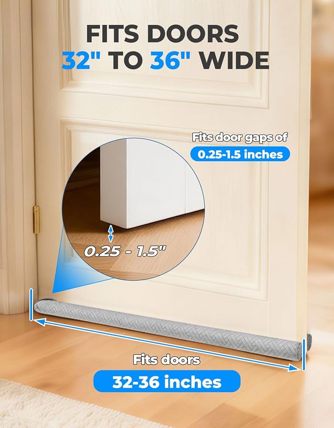 Premium Velvet Under Door Draft Stopper Noise Blocker – Blocks Drafts, Noise & - Image 2