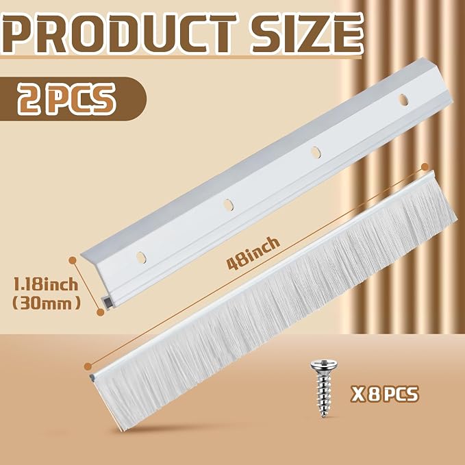 Hushee 2 Pack 48 Inches Brush Door Sweep - Image 2