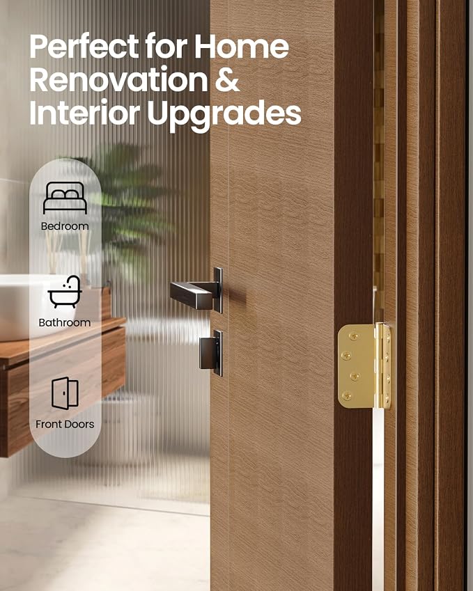 Gold Door Hinges 3 Pack 4 Inch Rounded - Image 3