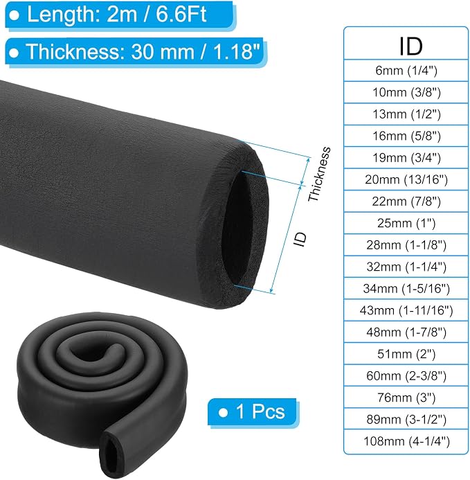 PATIKIL 3" ID x 6.6Ft Pipe Insulation Foam Tube, Pipe Cover Wrap Roll Bar - Image 2