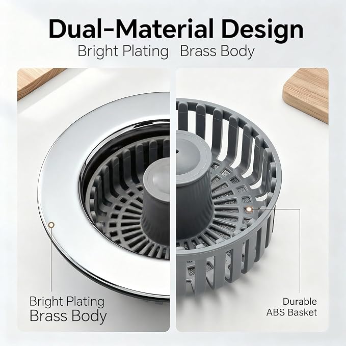 Kitchen Sink Stopper, 3 in 1 Pop Up Kitchen Sink Drain Strainer, - Image 5