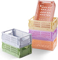 HUUSMOT 6-Pack Collapsible Small Plastic Storage Baskets, 5.9"x3.8"x2.2" | by HUUSMOT