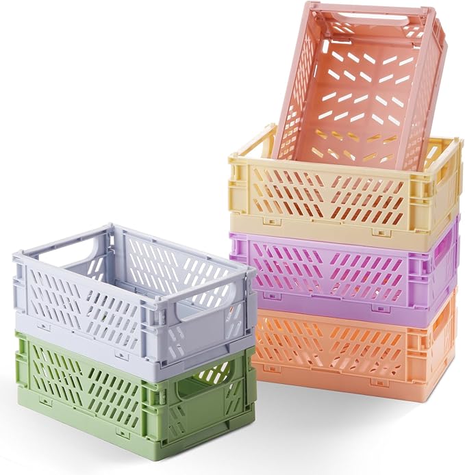 HUUSMOT 6-Pack Collapsible Small Plastic Storage Baskets, 5.9"x3.8"x2.2" | by HUUSMOT