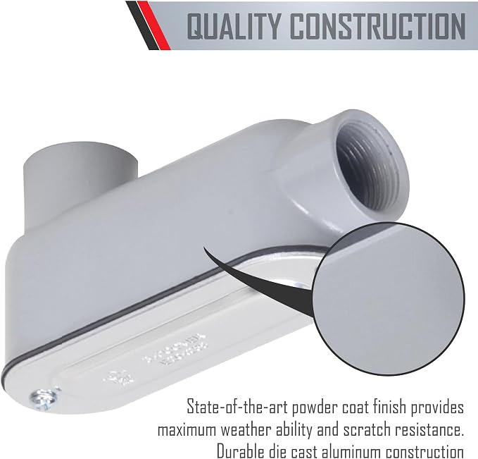 TayMac RLB100 Threaded LB Conduit Body, Die Cast Aluminum, Stamped Steel Cover - Image 5