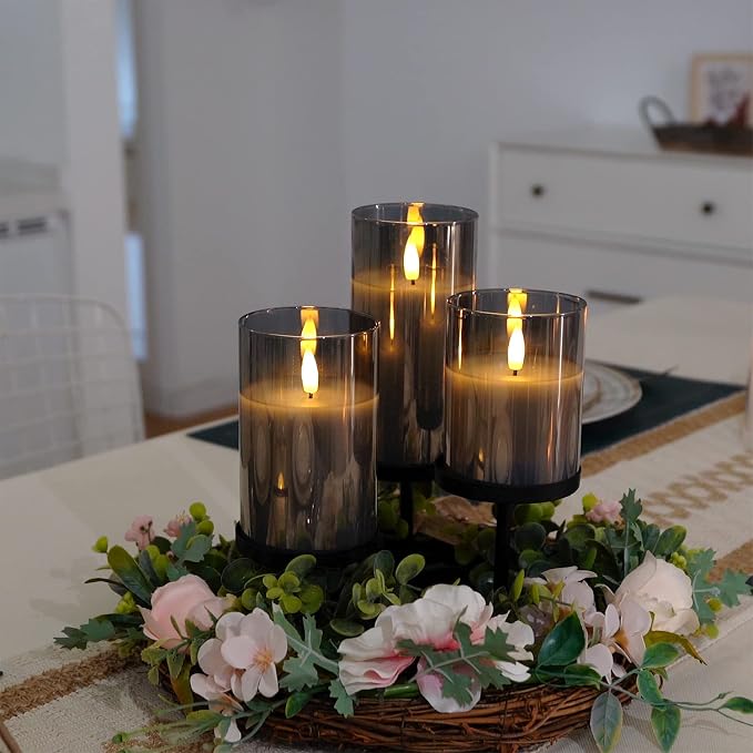 Amagic Gray Glass Flameless LED Candles Battery Operated - Image 5