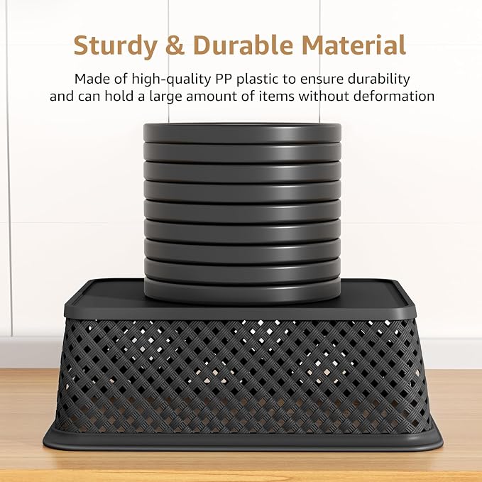 MaxGear 3 Pack Plastic Storage Baskets, Suitable - Image 4