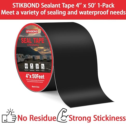 4" x 50Ft 1-Pack Black RV Sealant Tape, Waterproof Commercial Roof Tape - Image 5