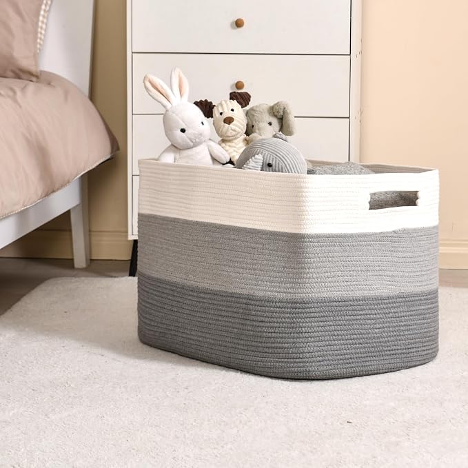 ICERZCZ Extra Large Blanket Basket Living Room, Rectangle Storage Basket - Image 2