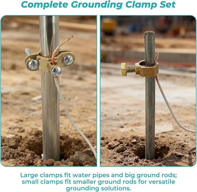 Copper Ground Clamp Set, Grounding RodPipe/Conduit Clamp：1/2”-1” | Copper - Image 5