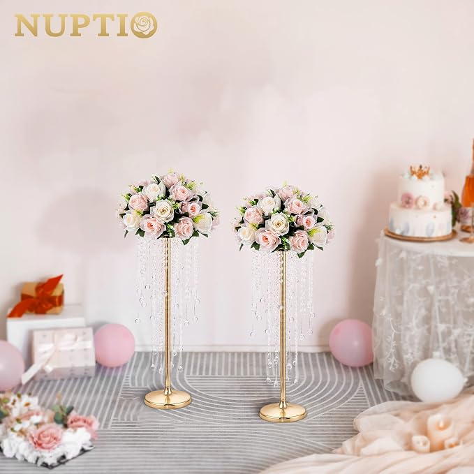 NUPTIO Tall Gold Centerpiece for Table, for Flowers Arrangement, Anniversary - Image 7