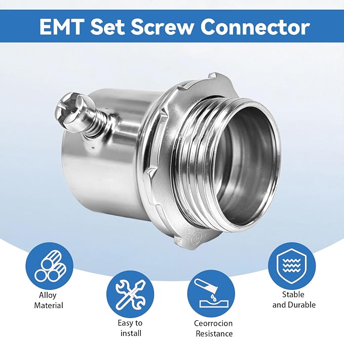 EMT Set Screw Connector 3/4 Inch, 50 Pack – Die-Cast Zinc Electrical Conduit - Image 3