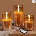 Gold Glass Flameless Pillar Candles by EywamageCandles