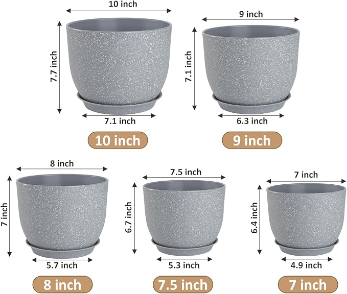 YNNICO Plant Pots 10/9/8/7.5/7 inch Flower Pots - Image 2