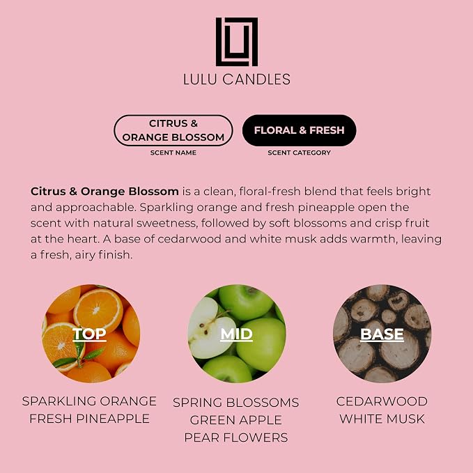 Lulu Candles | Citrus & Orange Blossom | Luxury Scented Soy Jar Candle | Hand - Image 3