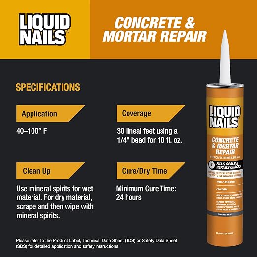 Liquid Nails 10.3 oz Concrete & Mortar Repair Adhesive | Interior/Exterior - Image 4