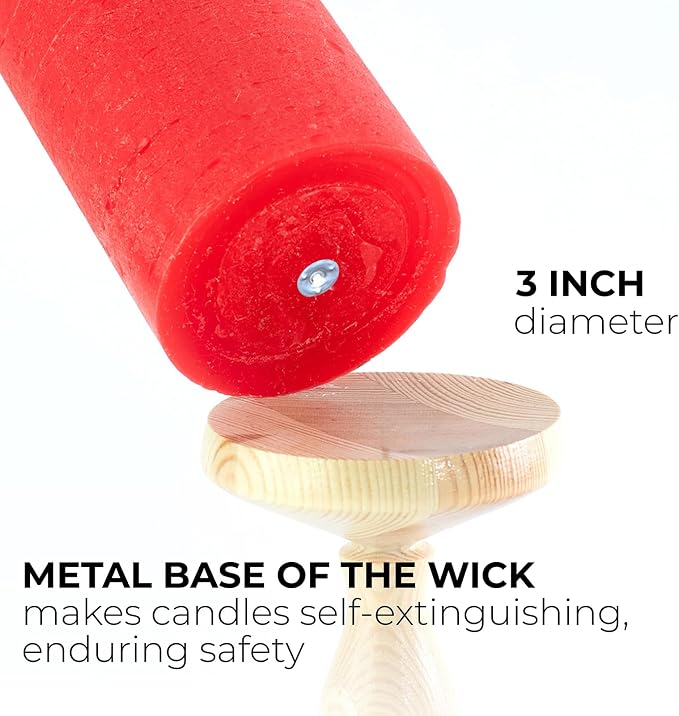 3x3 Inch Red Pillar Candles Set of 3 - Image 2
