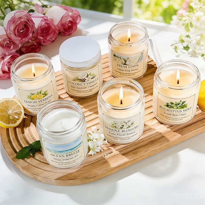 6 Pack Scented Candles Gift Set, 42oz Soy Candles, Jar Candles - Image 2