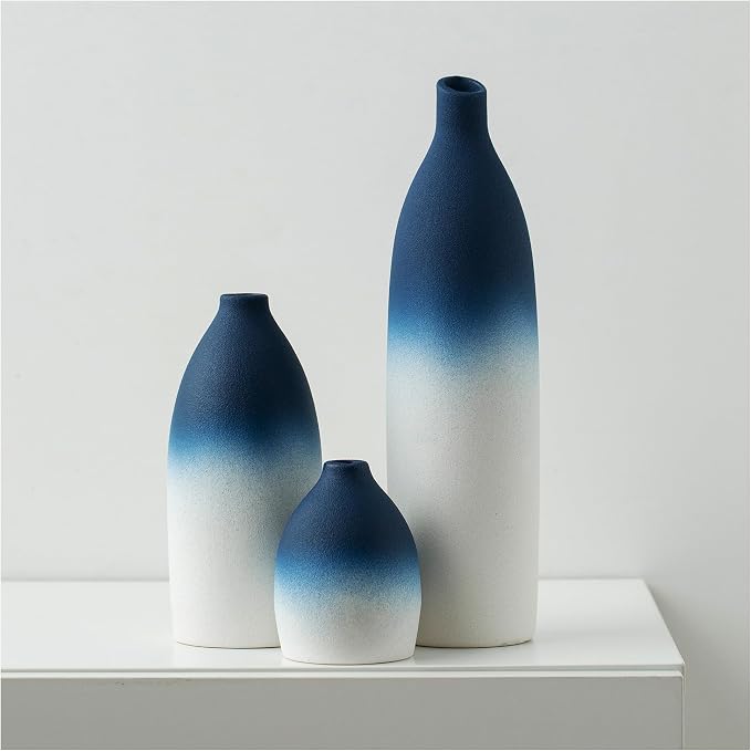 Mdaolv Blue and White Vase Set Navy Blue Decor Coastal Decor Vases by Mdaolv
