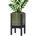 D'vine Dev Ceramic Pot with Ebony Wood Stand, 8 in, 55-B-M-J | Mid-Century by DvineDevPlanterPotsandStand