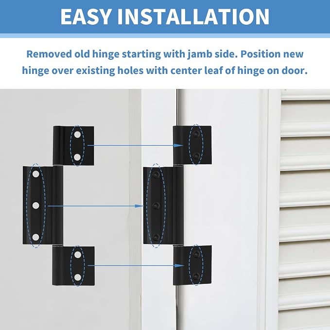 3 Pack Screen Door Hinges Replacement, 1/8 inch Grooved Center | Screen Door - Image 5