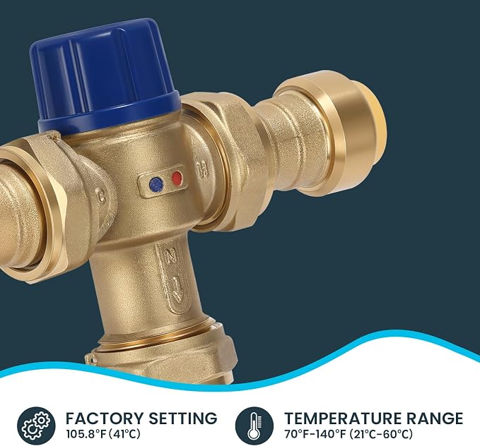 Thermostatic Mixing Valve 3/4 Inch Push-fit Mixing Valve, Temperature Control - Image 3
