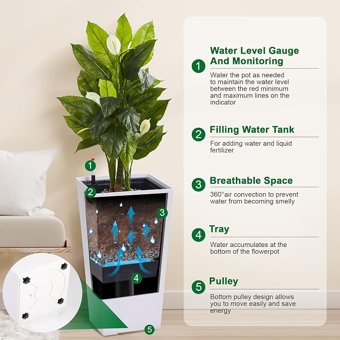 Garvee 30" Tall Planters Set of 2, Outdoor＆Indoor Planter Pots | High Front - Image 2