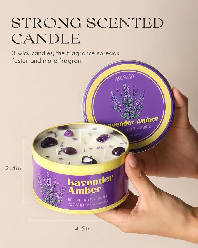 AOOVOO Lavender Amber Candles for Relaxation - Image 6