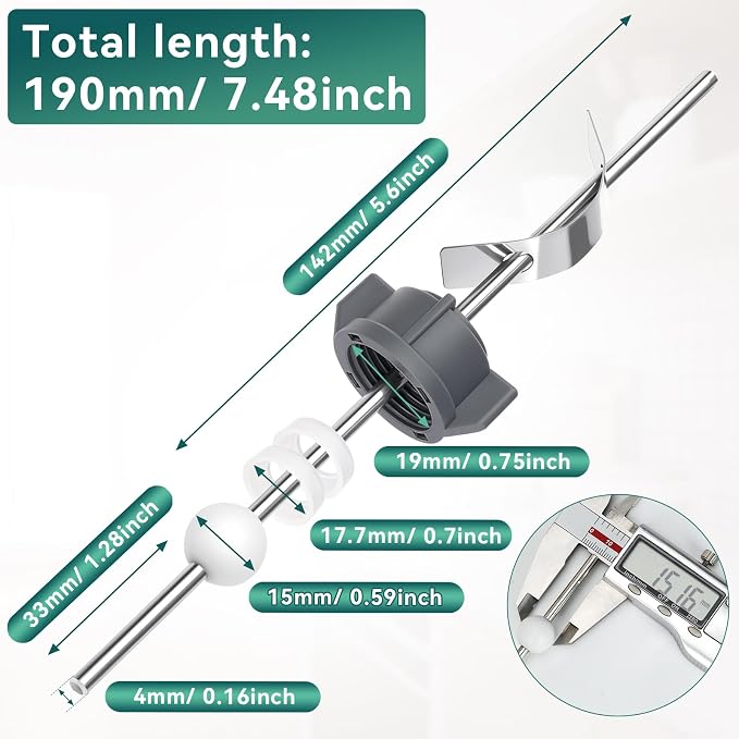 2 Pcs Sink Pivot Rod Replacement, 15MM Ball, Pop Up Center Piece Assembly - Image 4