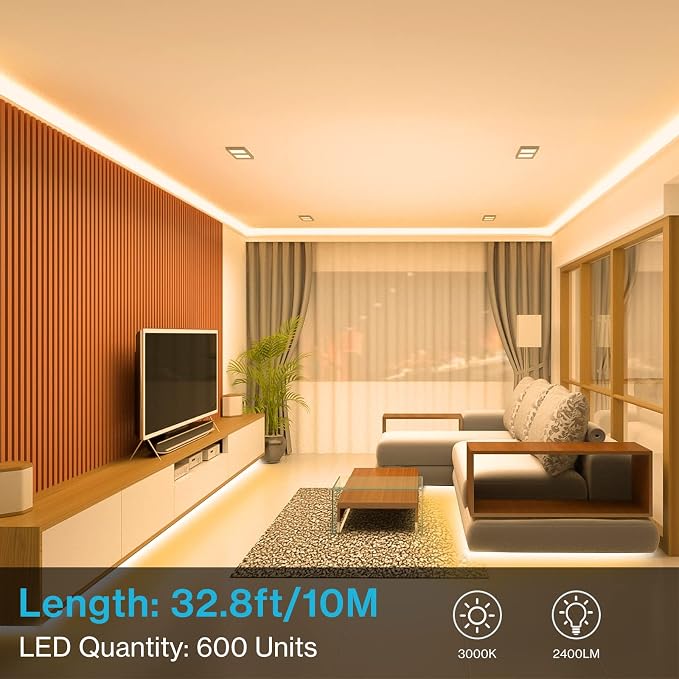Olafus 32.8ft LED Strip Lights Warm White, Dimmable Soft White Light Strip 3000K - Image 2