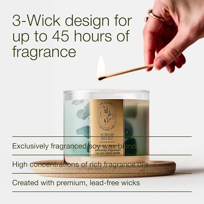 Bath & Body Works Eucalyptus Spearmint 3-Wick Candle - Image 4