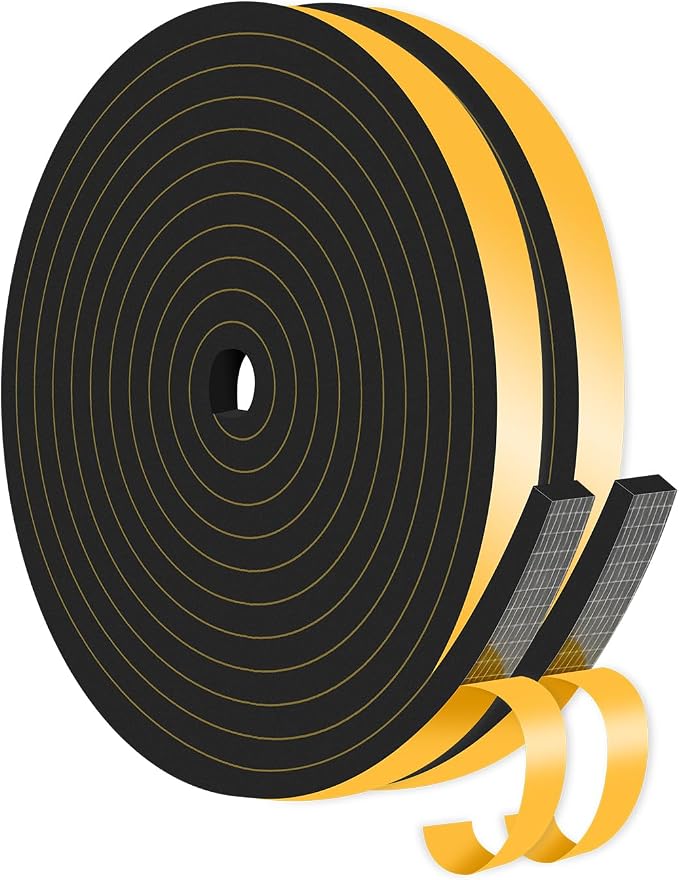 Weather Stripping, High Density CR, Strong Adhesive, 1/2 in x 1/4 in x 26Ft | by MIKONIYA