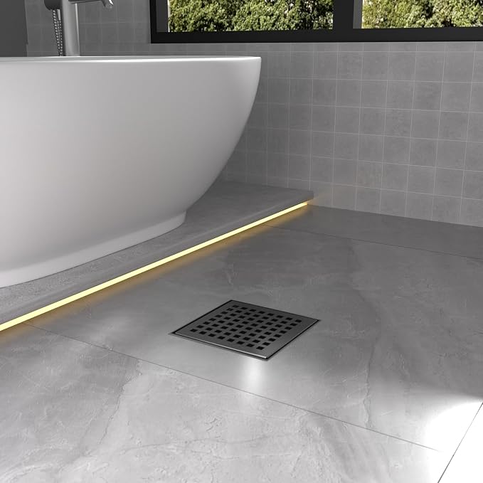 4 Inch Matte Black Square Shower Drain - Image 7