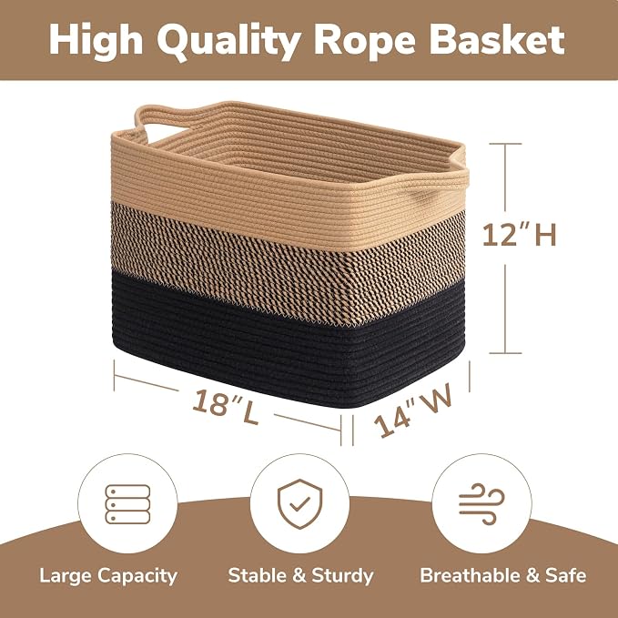 Goodpick 50L Large Woven Storage Basket, Cotton Rope Baskets - Image 3