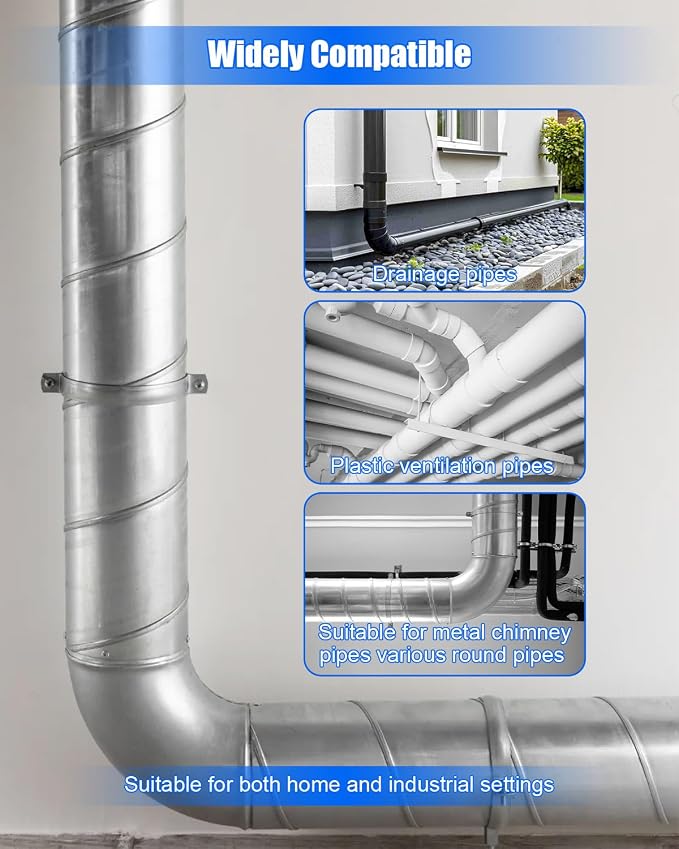 8 Inch Adjustable Pipe Bracket, Split Ring Stove Hanger Chimney Pipe Holder | B - Image 2