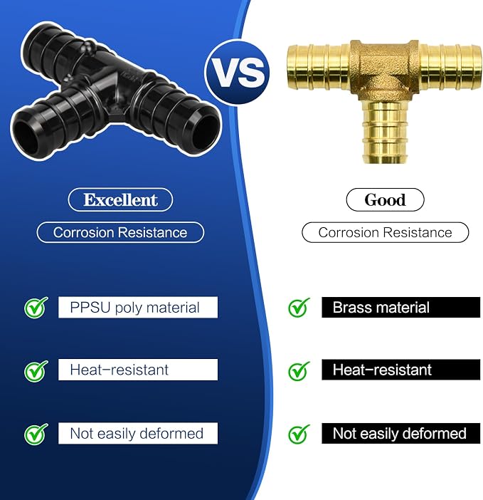 25pcs 1/2" Poly PPSU Barb Crimp PEX Tee Fittings, No Lead | - Image 3