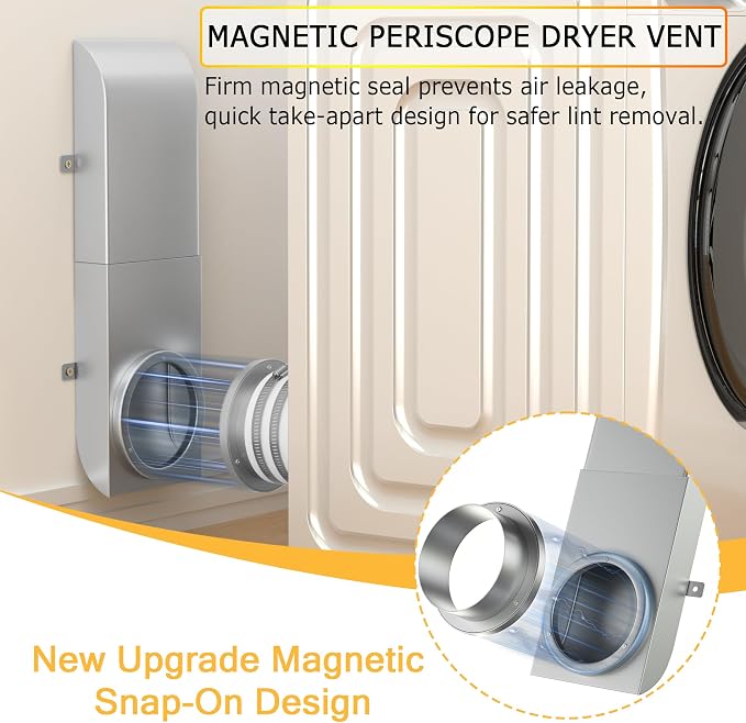 Magnetic Periscope Dryer Vent, 9.5-14.5" Adjustable Low Profile 4 Inch Dryer - Image 3