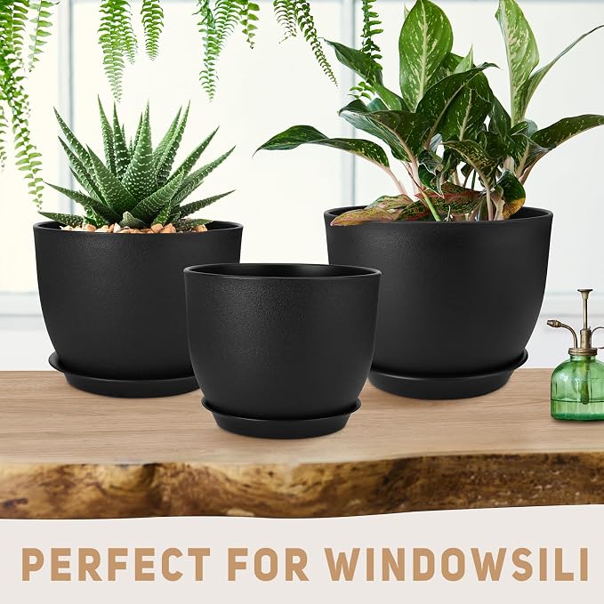 YNNICO Plant Pots 12/10/9 inch Set of 3, Flower Pots - Image 5