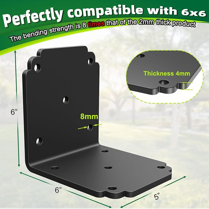 8 PCS 6" x 6" x 5" L Right Angle Bracket, Heavy Duty Corner Brace | - Image 2