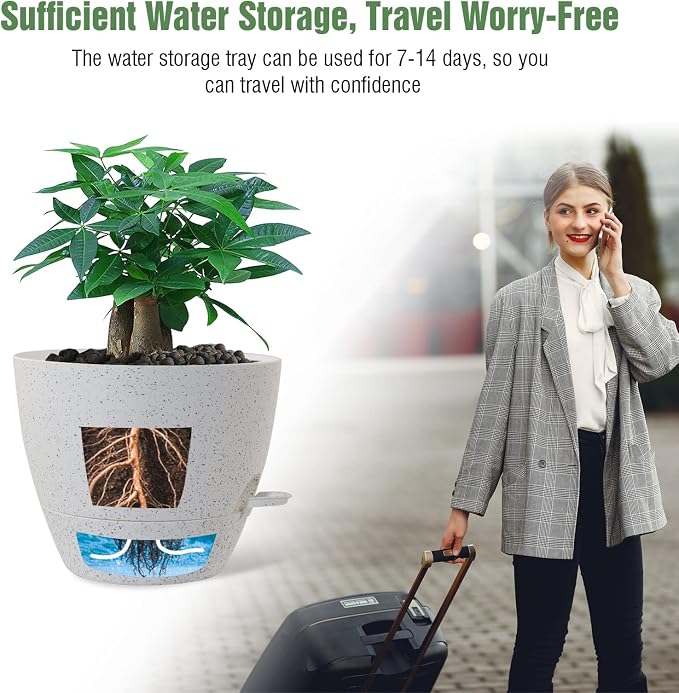 UOUZ 12 inch Large Self Watering Pots, Plastic Planters - Image 5