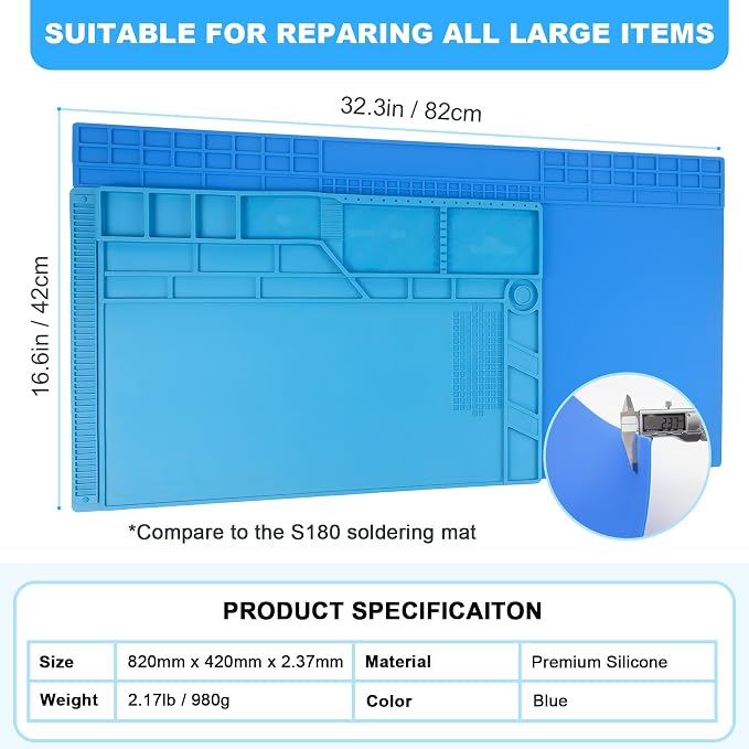 Extra Large Soldering Mat, 32.3’’x16.6’’ Large Silicone Solder Mat, 932℉ Heat - Image 5